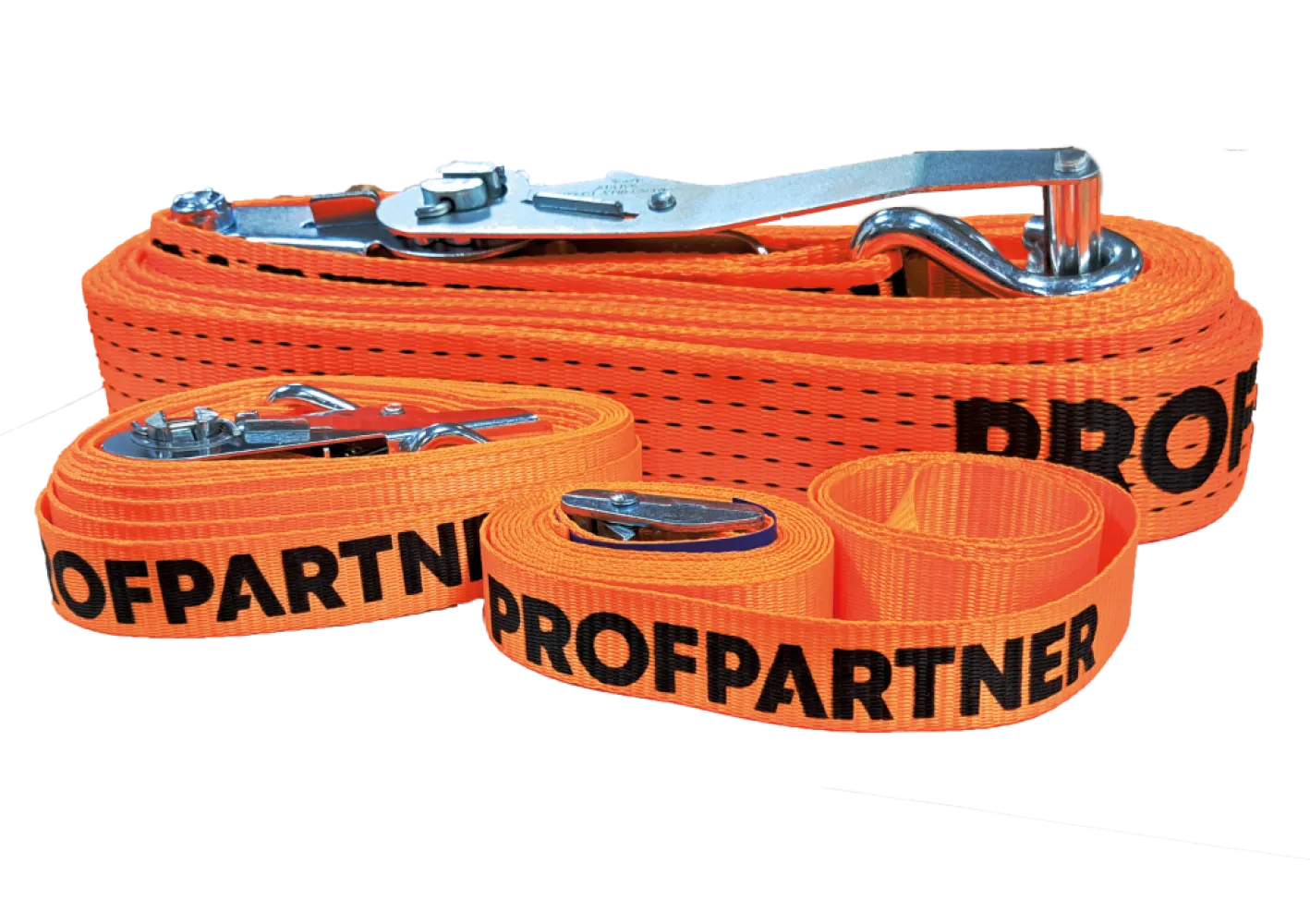 ProfPartner spanband 50 mm, oranje, ratel met haak, 4 T, 9 m