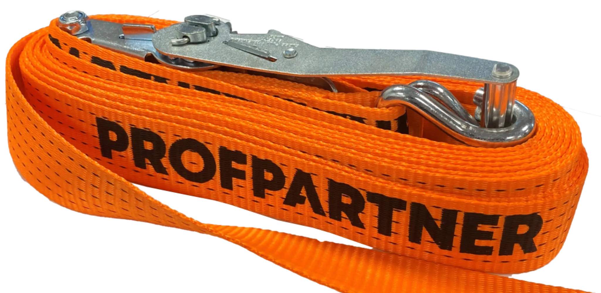 ProfPartner spanband 50 mm, oranje, ratel met haak, 4 T, 9 m