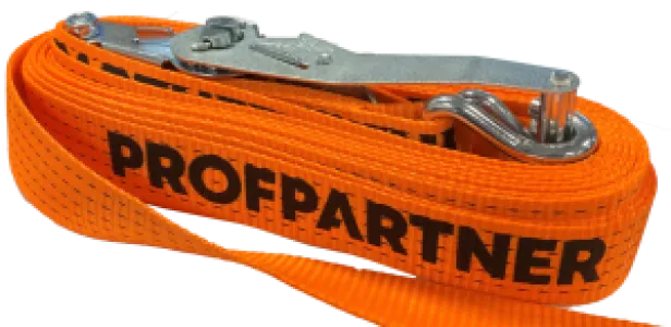 ProfPartner spanband 50 mm, oranje, ratel met haak, 4 T, 9 m