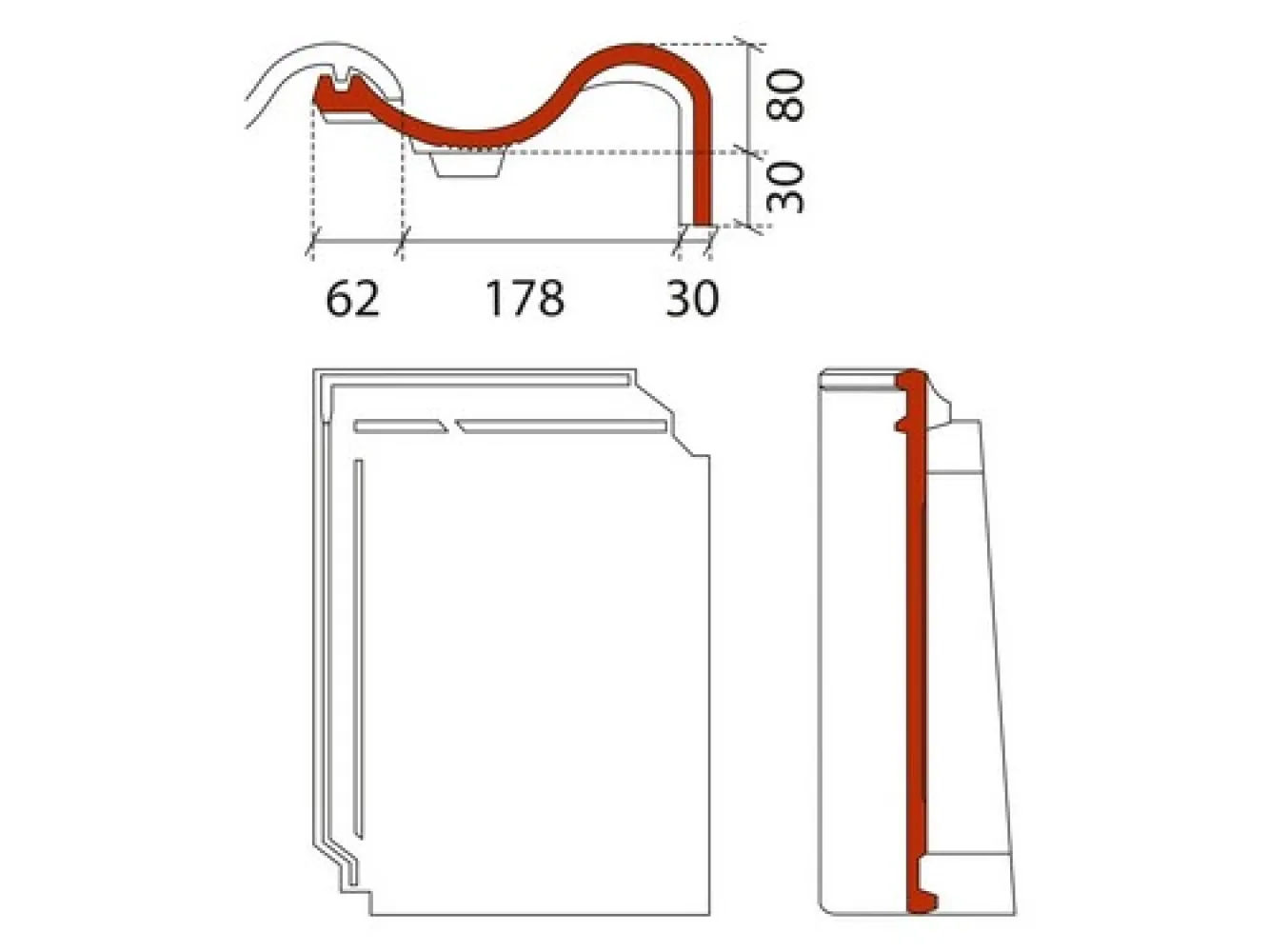 Monier OVH 206 zwart glazura gevelpan rechts