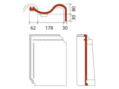 Monier OVH 206 zwart glazura gevelpan rechts