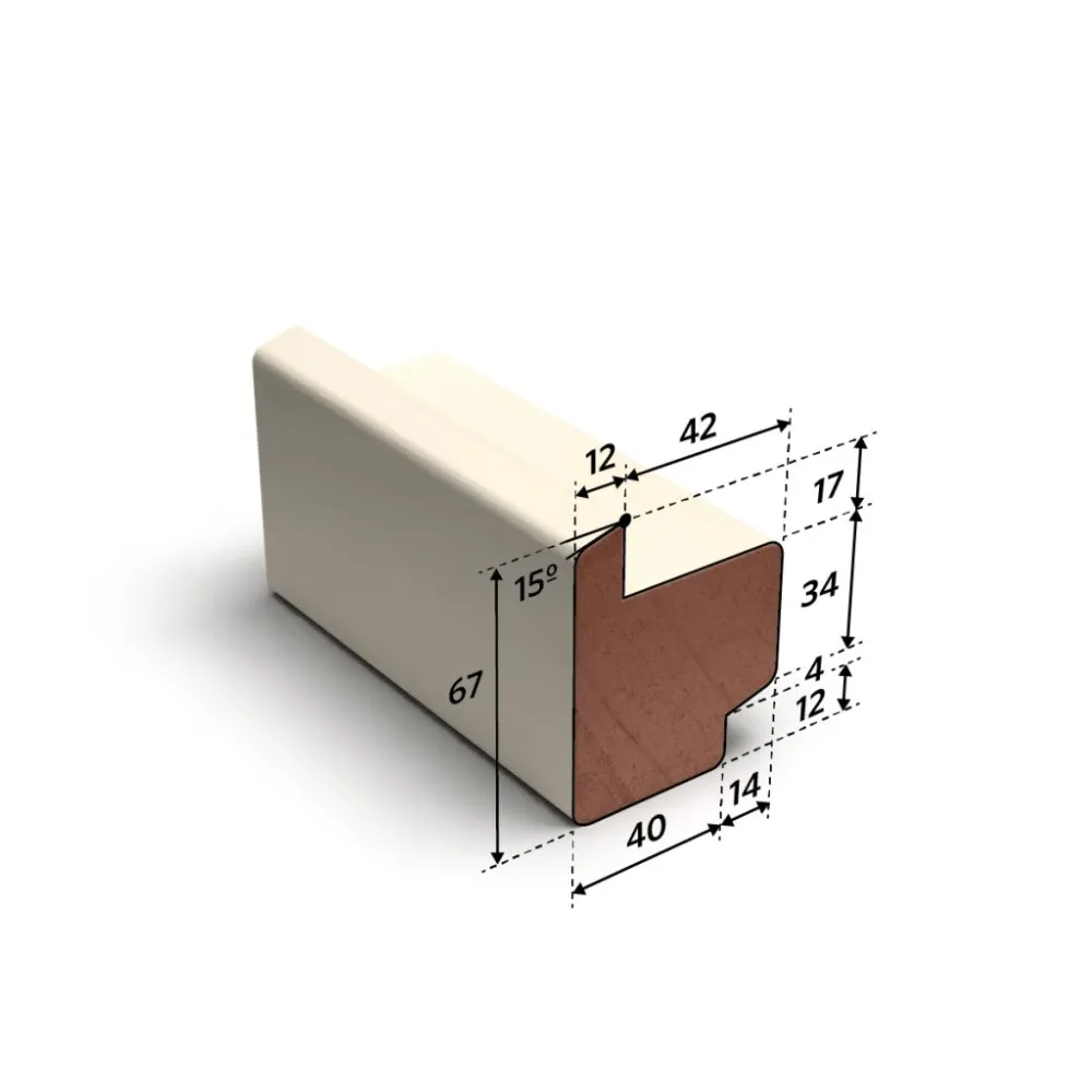 Meranti Raamhout RHBI 54 x 67 mm - Wit Gegrond - 245 cm