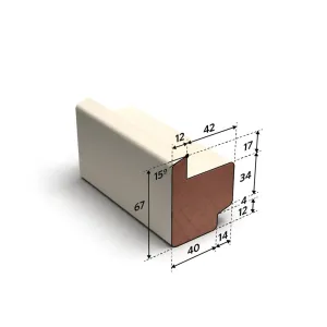 Meranti Raamhout RHBI 54 x 67 mm - Wit Gegrond - 245 cm