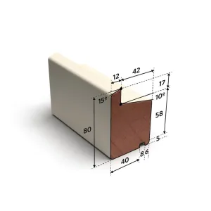 Meranti Raamhout RHOI 54 x 80 mm - Wit Gegrond - 245 cm