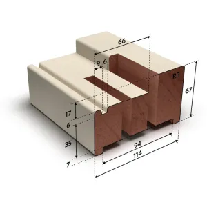 Hardhouten Buitenkozijn Stomp 67 x 114 mm 