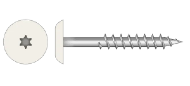 HPL Gevelschroef RVS A4/AISI 316 RAL 9010 4,8 × 38 mm – Doos 100 stuks