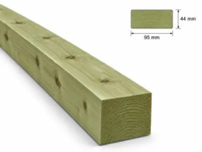 Vuren Noord Europees 44x95 (47x100) geïmpregneerd