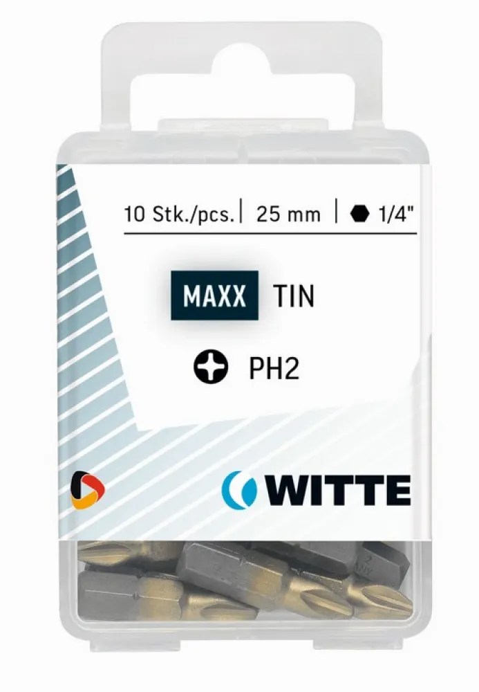 Witte Bitsdoos 10x BIT TIN 1/4-25 mm