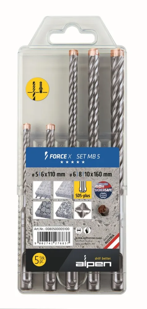Alpen SDS-Plus FORCExBox 5-delig