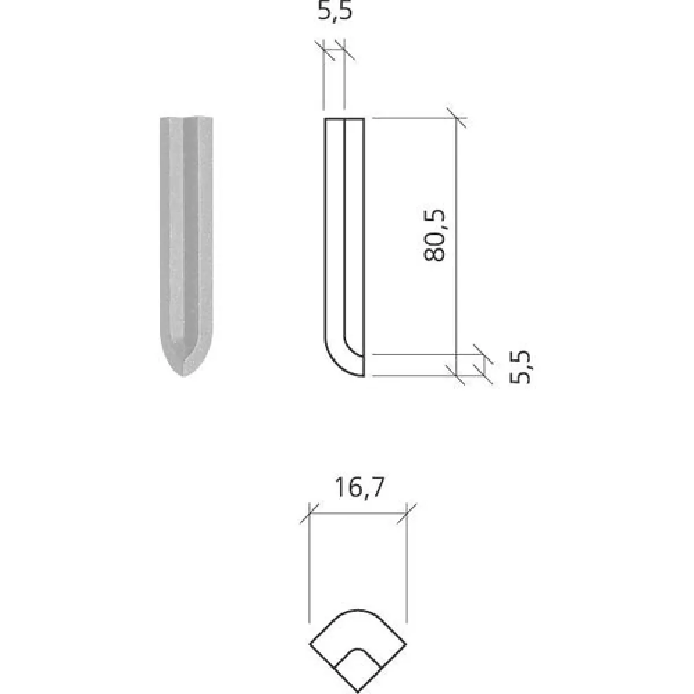 Mosa Global 75200DI Inwendig Hoekje DP Mat Ivoorzwart 7,5x2 cm