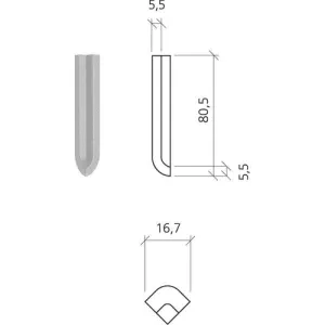 Mosa Global 75200DI Inwendig Hoekje DP Mat Ivoorzwart 7,5x2 cm