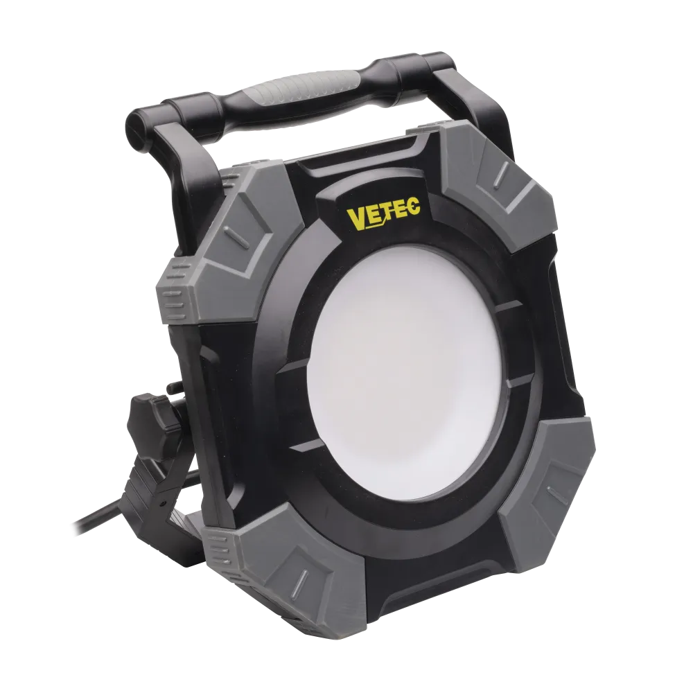Vetec LED bouwlamp 100W 3 kleuren klasse I met 5 meter kabel en 2 contactdozen