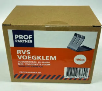 ProfPartner RVS Voegklem 10-18 mm – Minimale Voegdiepte 40 mm – Doos 100 stuks