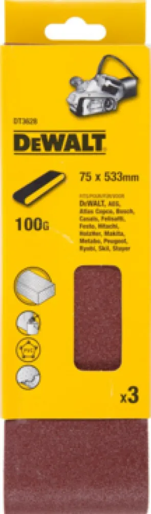 DeWalt DT3628-QZ schuurband 75x533 mm K100 3 stuks