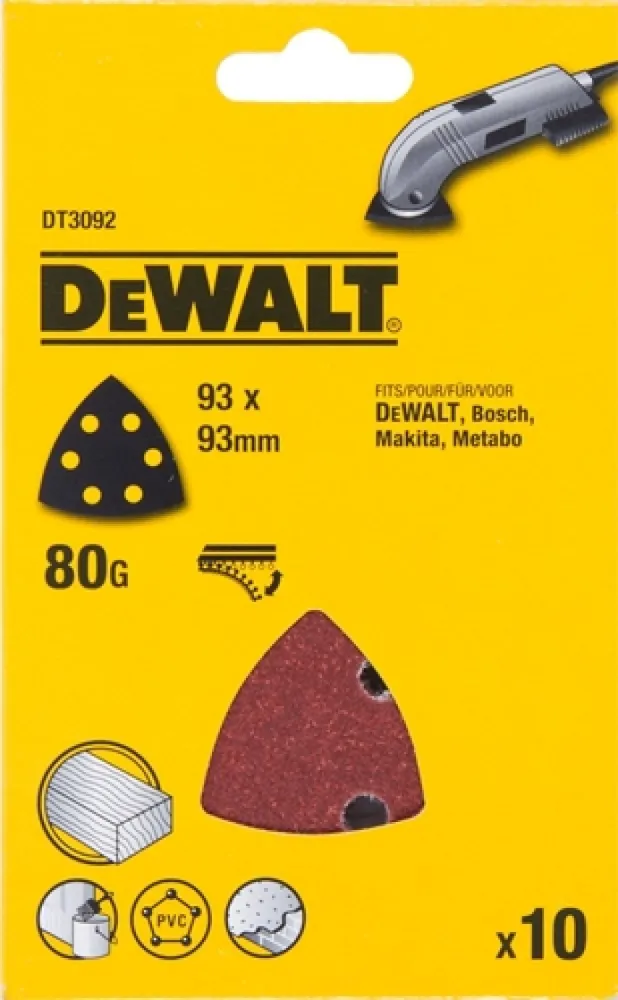 DeWalt deltaschuurpapier 93x93 mm 10 stuks